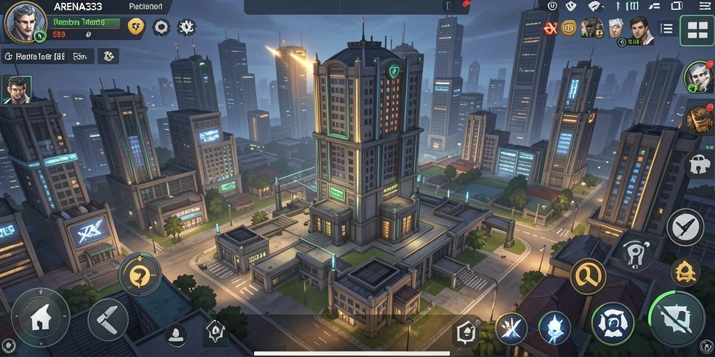 Tampilan gameplay menara yang menakjubkan dalam ARENA333.