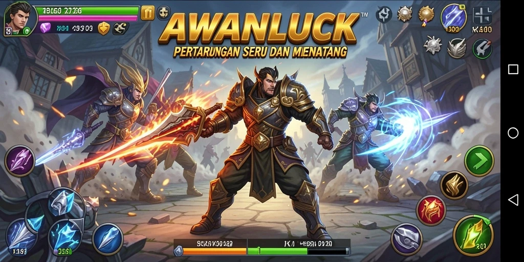 Gameplay seru AWANLUCK dengan pertarungan yang mendebarkan.