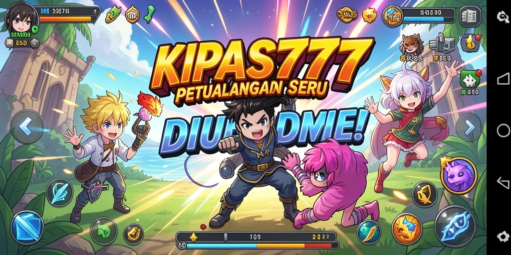 Screenshot dari gameplay KIPAS777 menampilkan pertempuran seru antar karakter Anime.