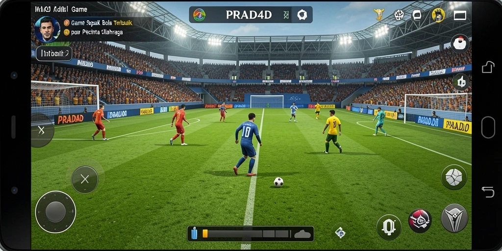 Tampilan gameplay seru di PRADA4D dengan aksi sepak bola yang mendebarkan.