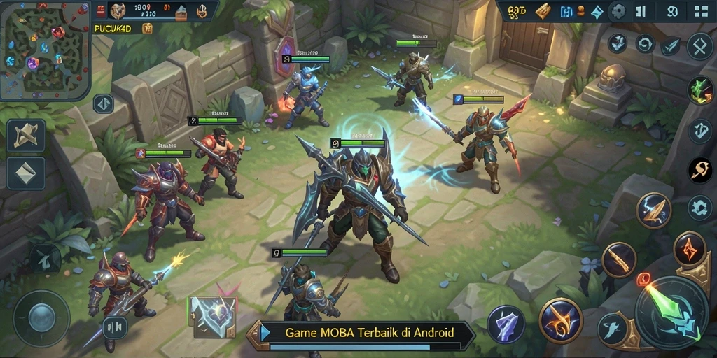 Tampilan seru dari gameplay PUCUK4D dalam arena MOBA.