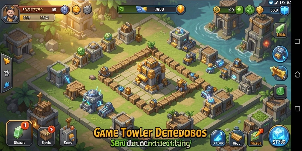 Screenshot ST789 menunjukkan aksi menegangkan dalam permainan Tower Defense.